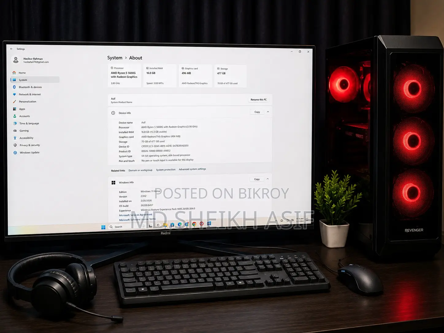 Desktop Computer 16GB AMD Ryzen SSD 512GB