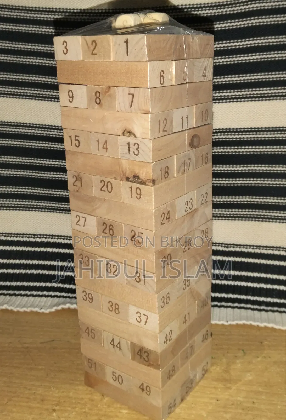 Premium 54 PCS কাঠের জেনগা ব্লক গেম (৪টি ছক্কা সহ)