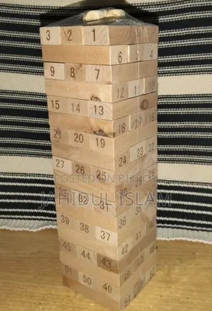 Premium 54 PCS কাঠের জেনগা ব্লক গেম (৪টি ছক্কা সহ)