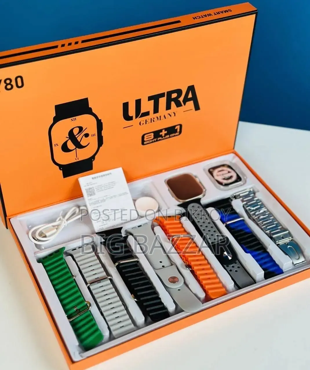 Y80 Ultra Smartwatch With 8 Strap