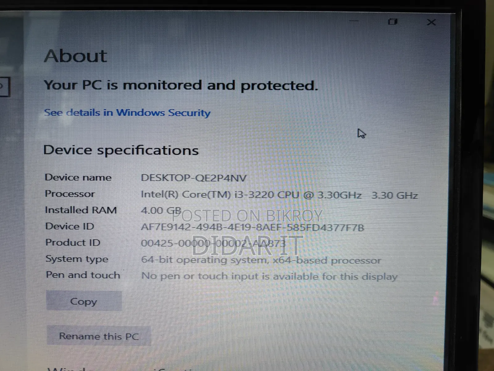 Desktop Computer Gigabyte 4GB Intel Core I3 HDD 500GB