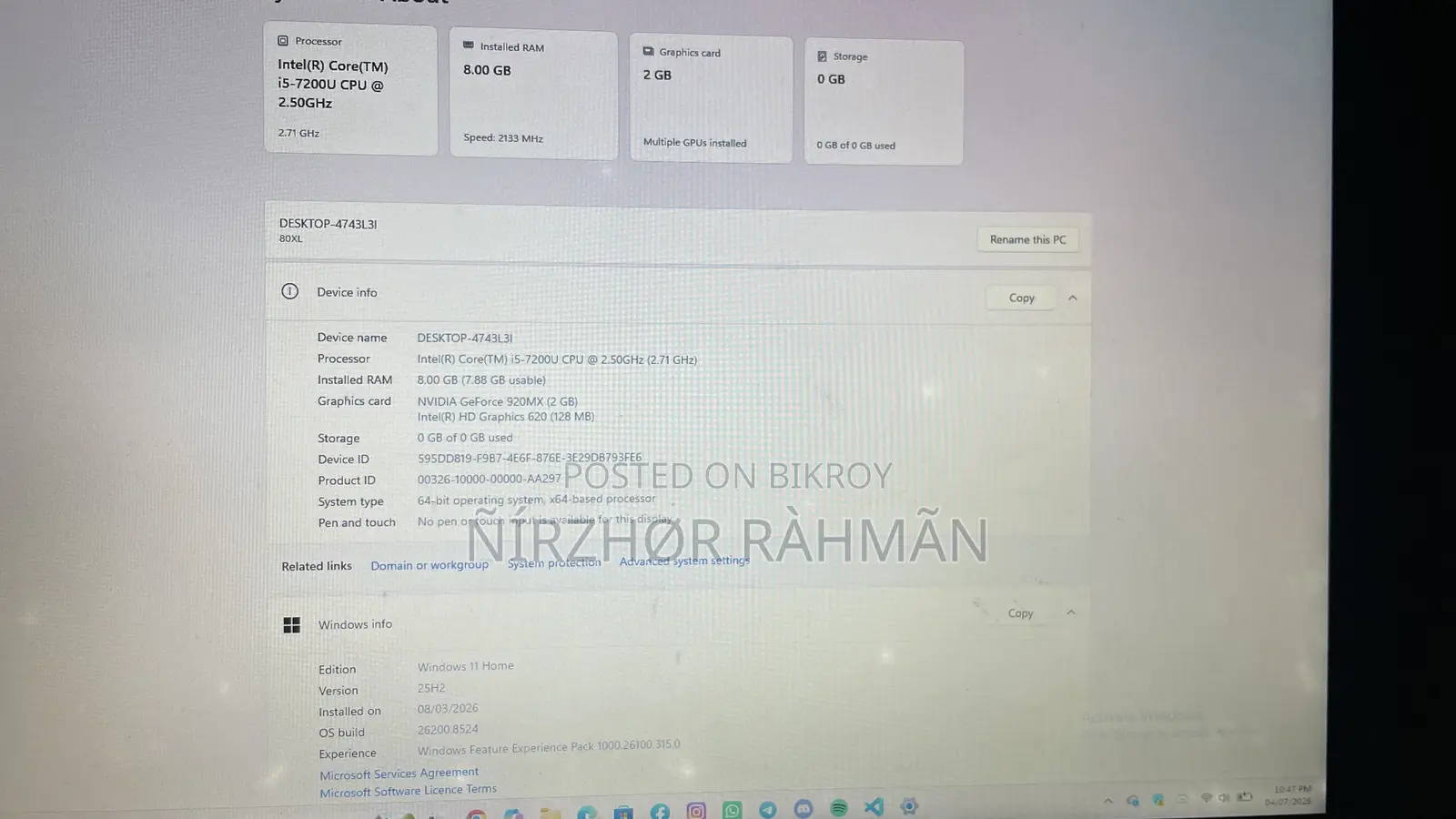Laptop Lenovo IdeaPad 320 8GB Intel Core I5 HDD 160GB