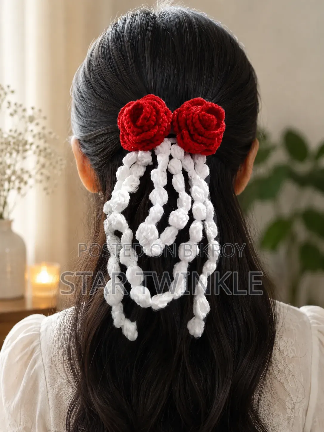 Crochet Rose Hair Clip / Gajra