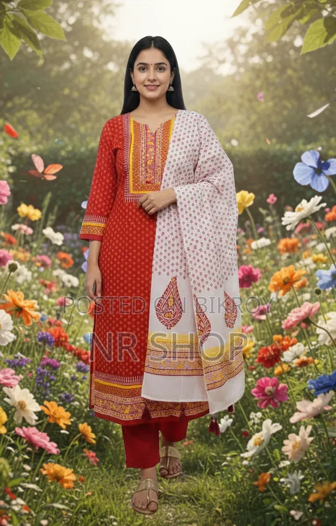 হেরিটেজ ব্লক প্রিন্ট থ্রি-পিস