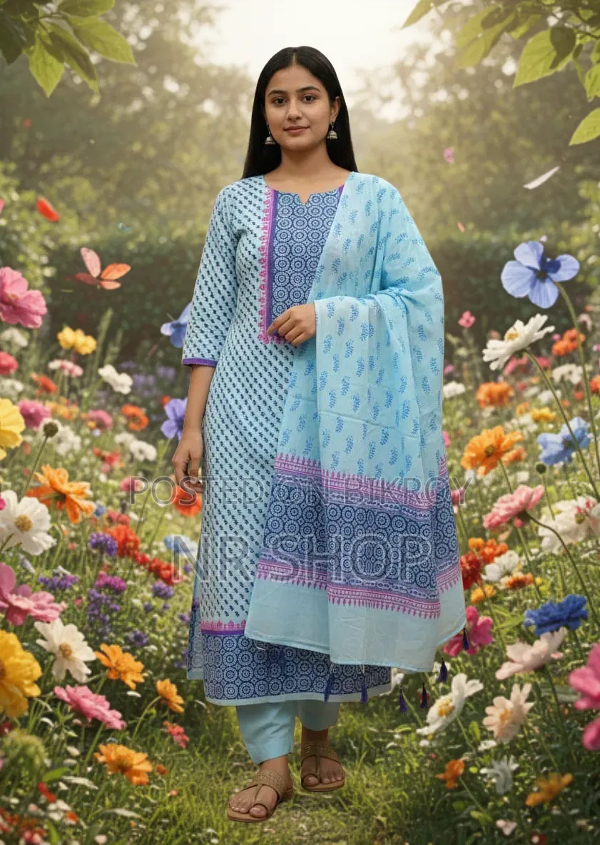 হেরিটেজ ব্লক প্রিন্ট থ্রি-পিস