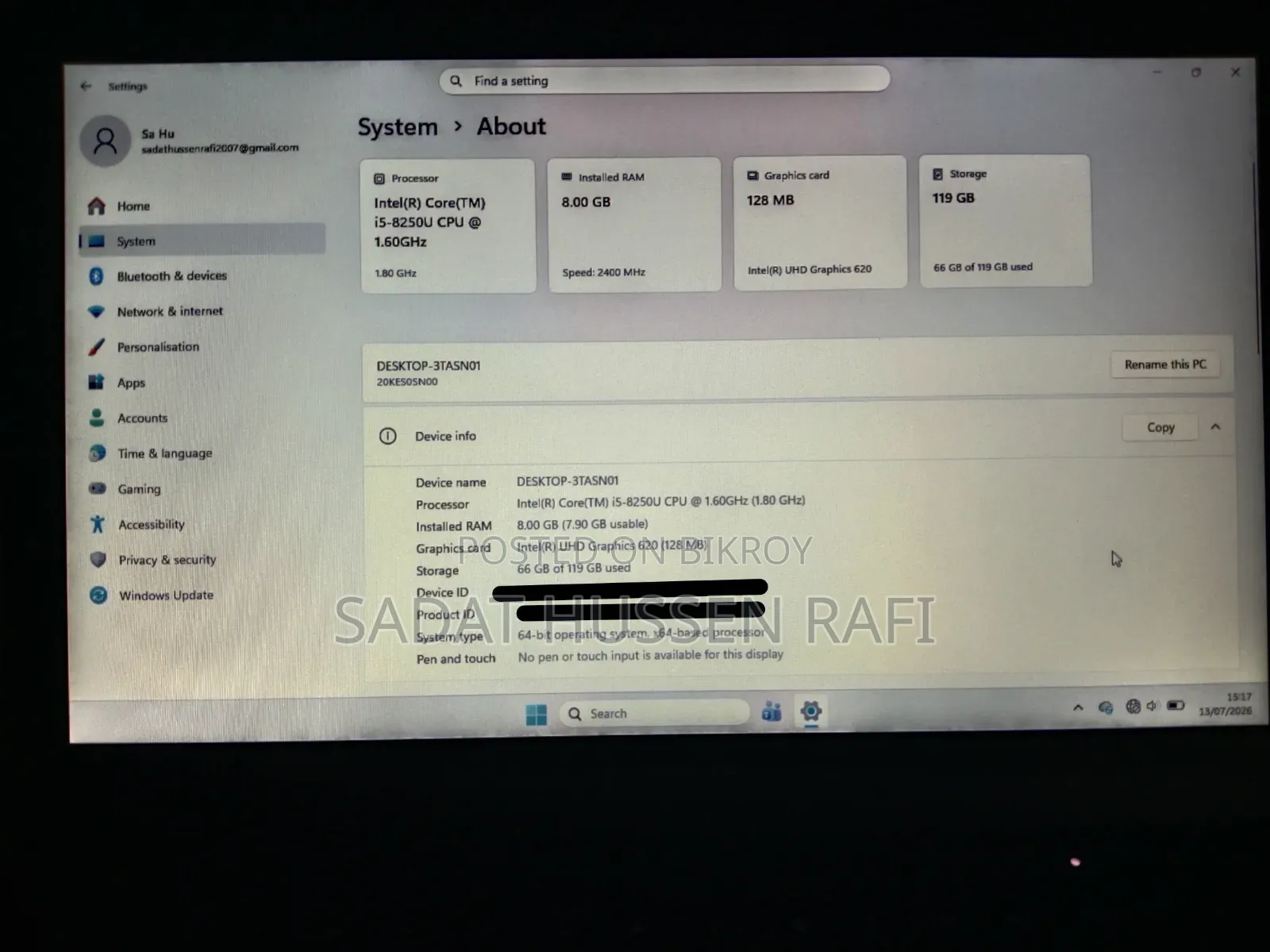Laptop Lenovo ThinkPad X280 8GB Intel Core i5 SSD 128GB