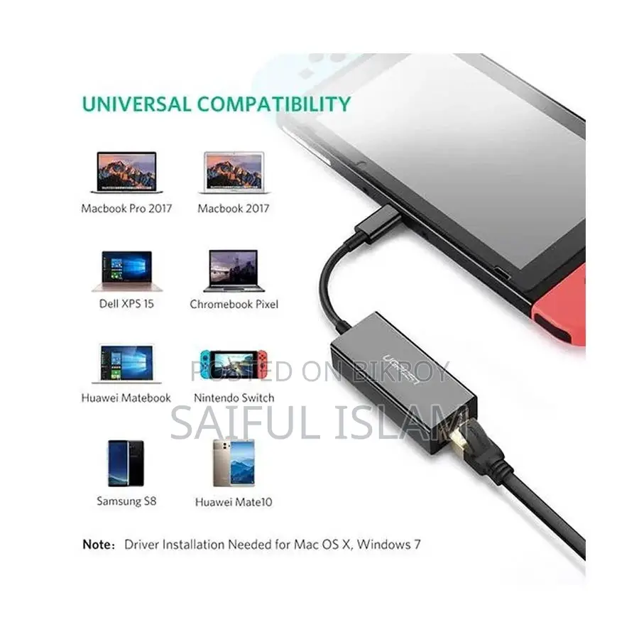 Ugreen Type-c Male To Lan Female Converter