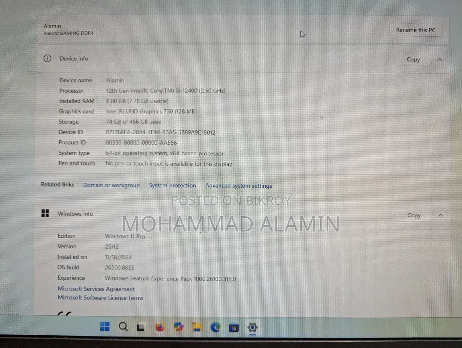 Desktop Computer 4GB Intel Core I5 SSD 500GB
