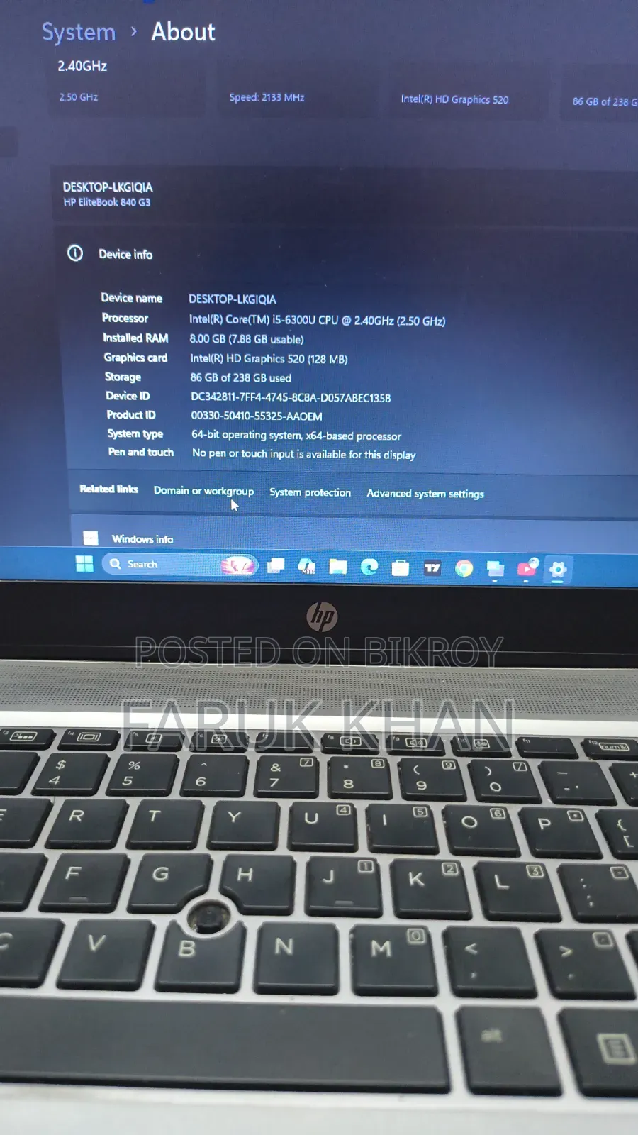 Laptop HP EliteBook 840 G3 8GB Intel Core i5 SSD 256GB