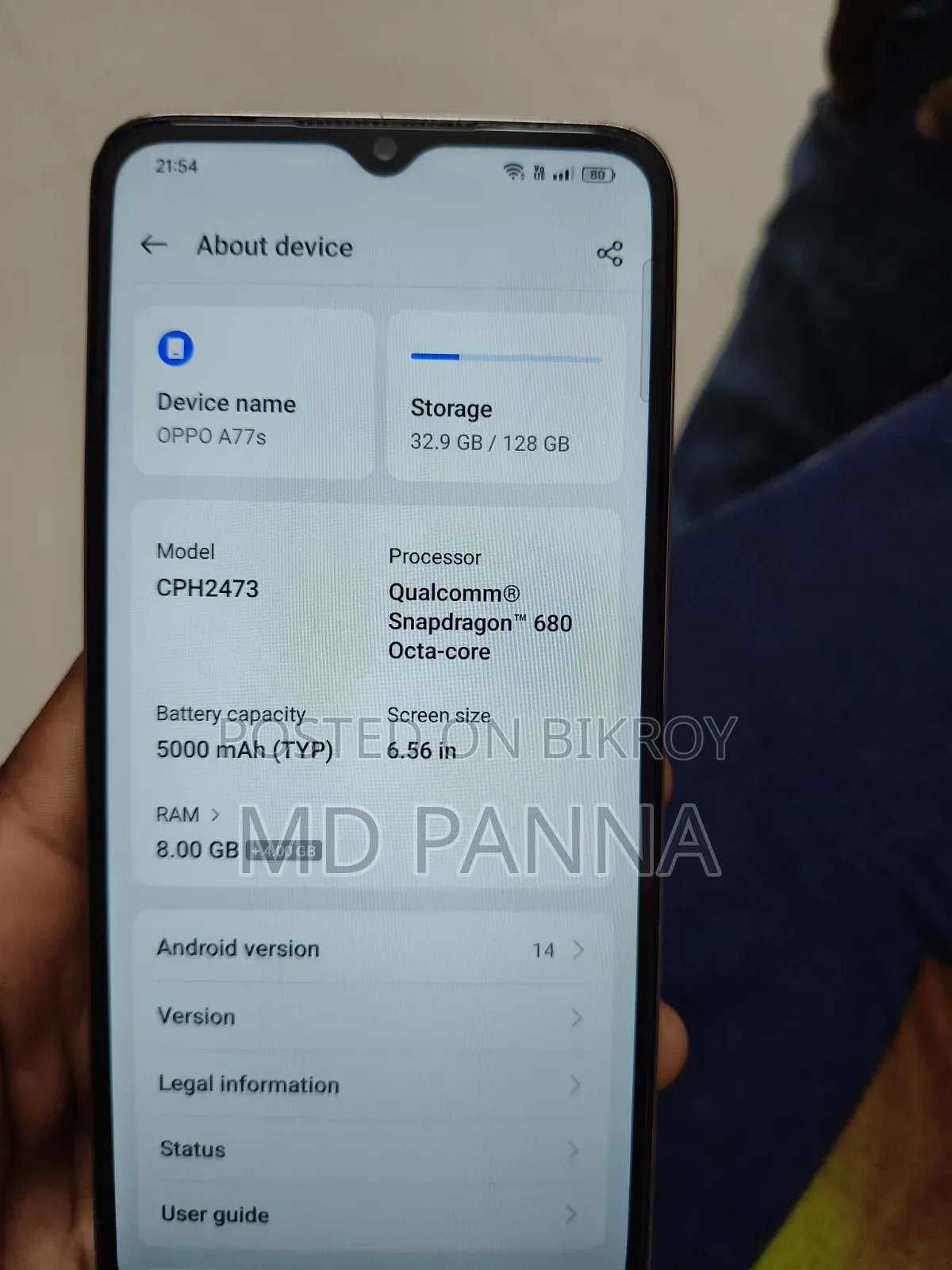 Oppo A77s 128 GB Orange
