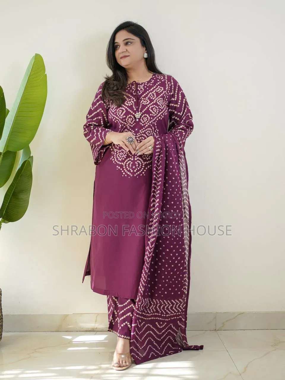প্রিন্টের সুতি কটন থ্রি পিস