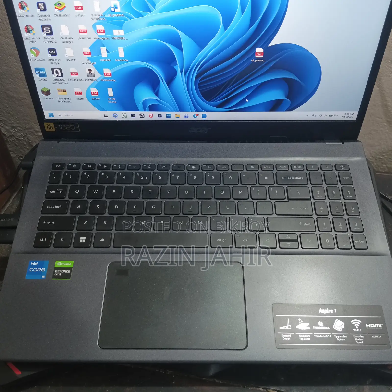 ল্যাপটপ Acer Aspire 7 16GB Intel Core I5 SSD 512GB
