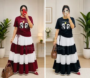 Viral Skirt and Panda Tshirt Set. 