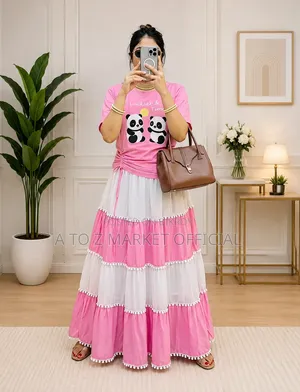 Viral Skirt and Panda Tshirt Set. 