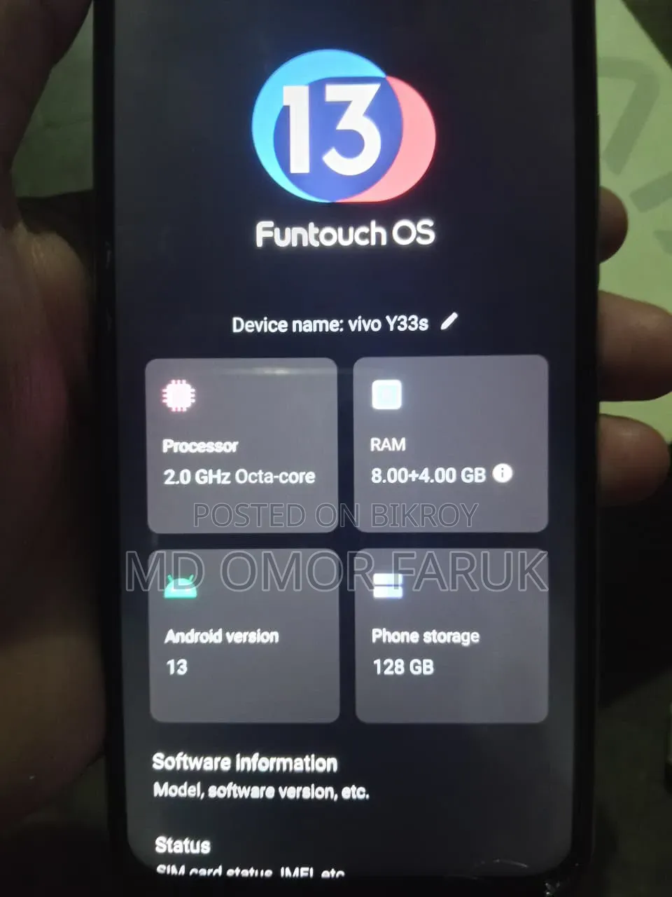Vivo Y33s 128 GB Yellow
