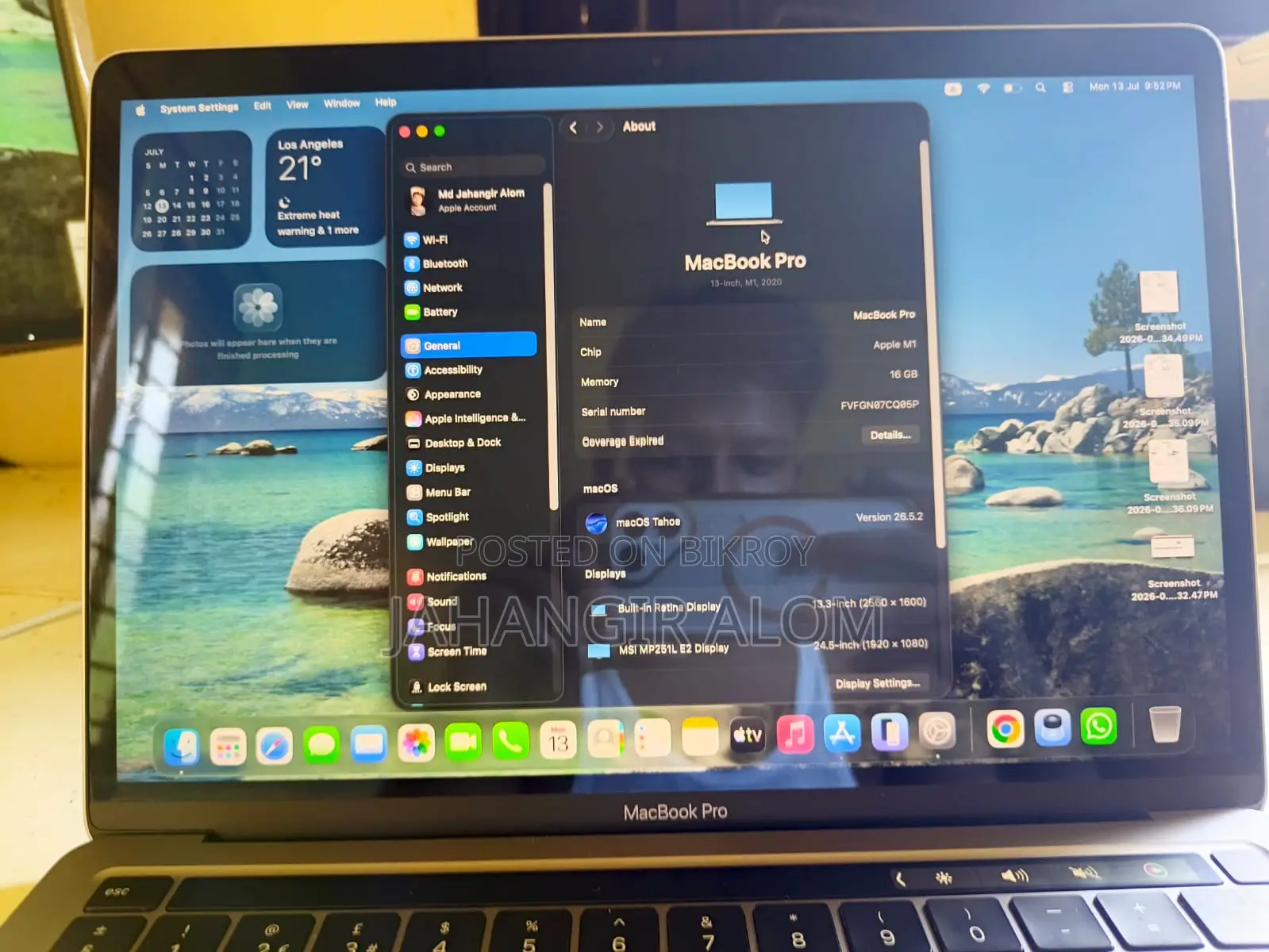 Laptop Apple MacBook Pro 2020 M1 16GB Apple M1 SSD 512GB