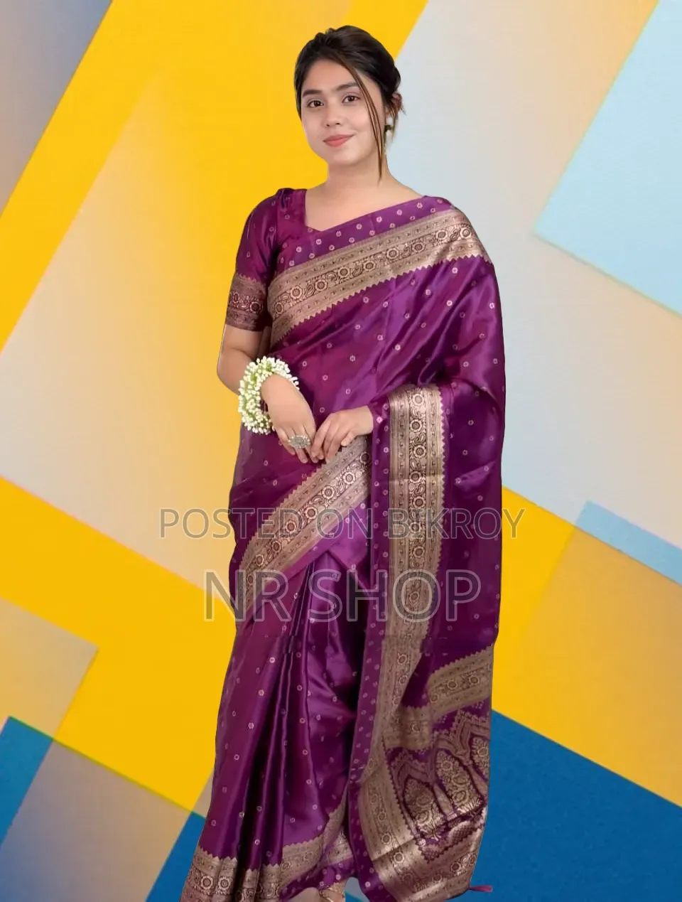 Premium Stylish Japanese Silk Saree (With Matching Blouse Piece)