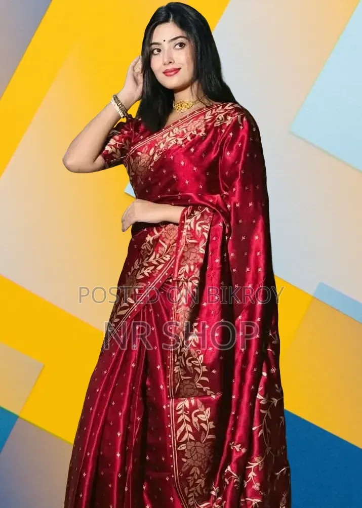Premium Stylish Japanese Silk Saree (With Matching Blouse Piece)