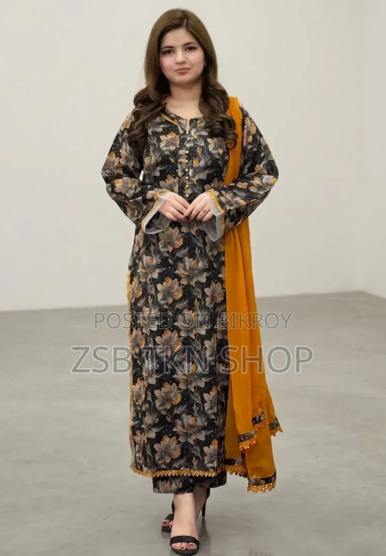 কটন রেডিমেড থ্রি পিস নতুন কালেকশন