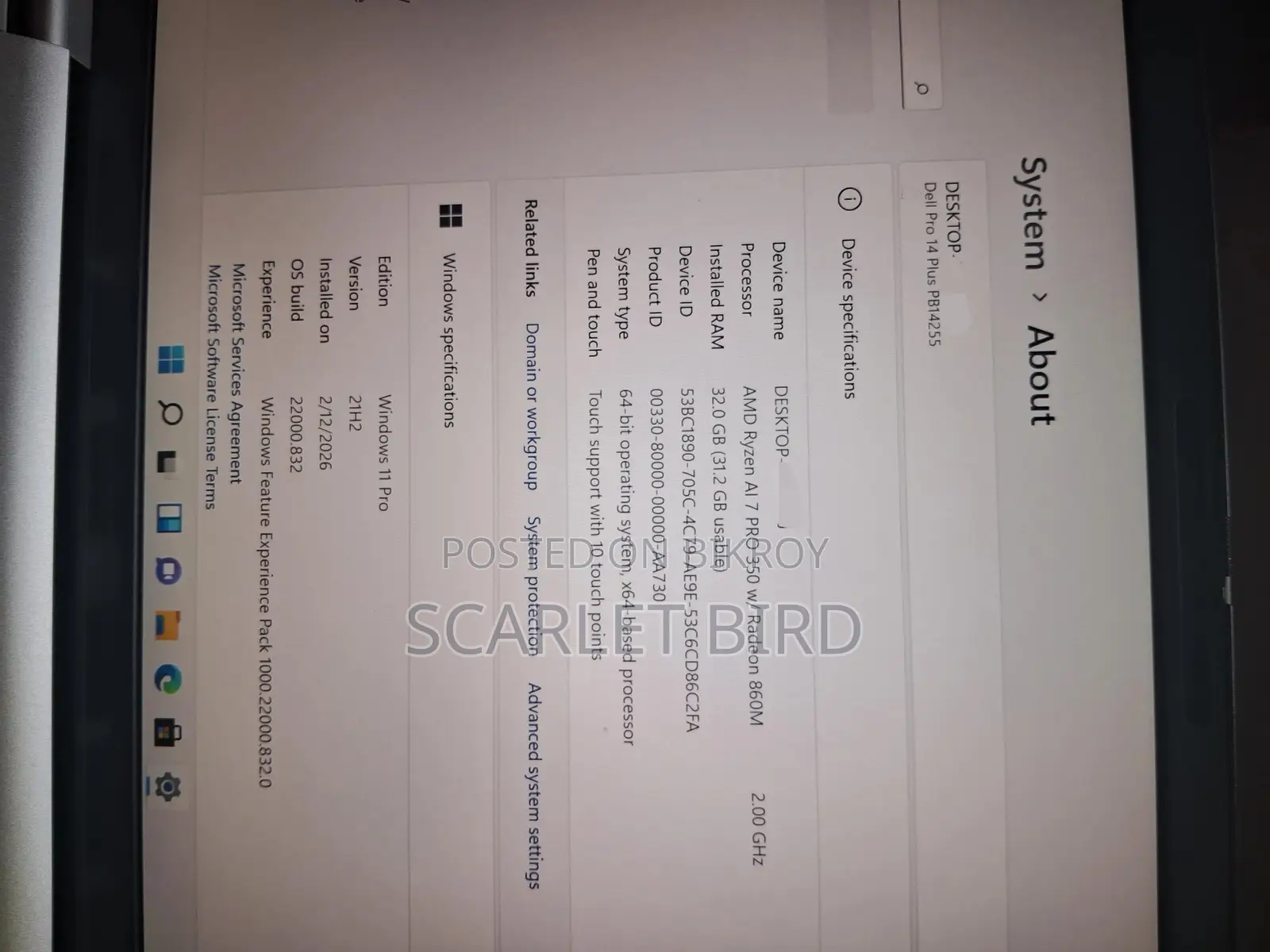 Laptop Dell Pro Plus 14 32GB AMD Ryzen 7 eMMC 512GB