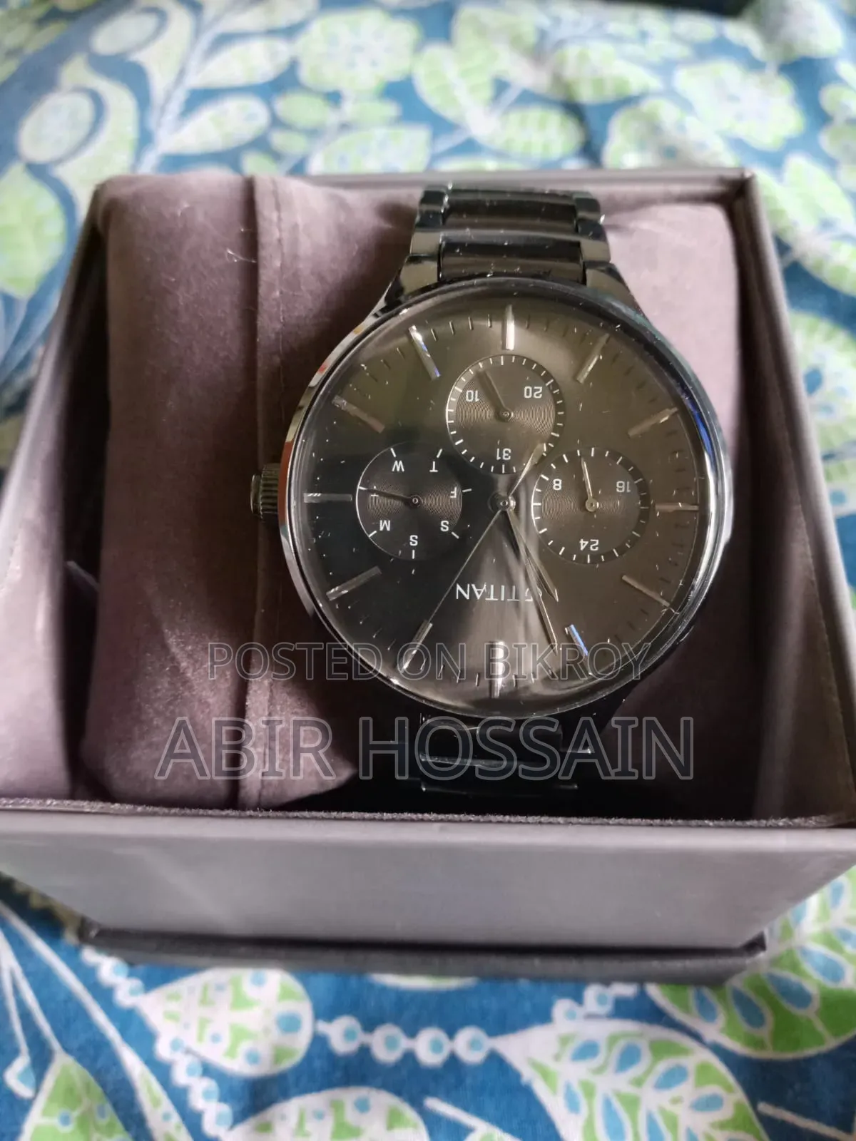 Titan Ceramic Fusion Black Dial Multi Stainless Steel Strap Watch