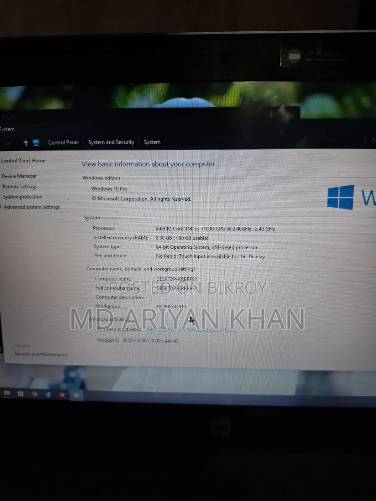 Laptop HP 14-Dq1025cl 8GB Intel Core I3 HDD+SSD 128GB
