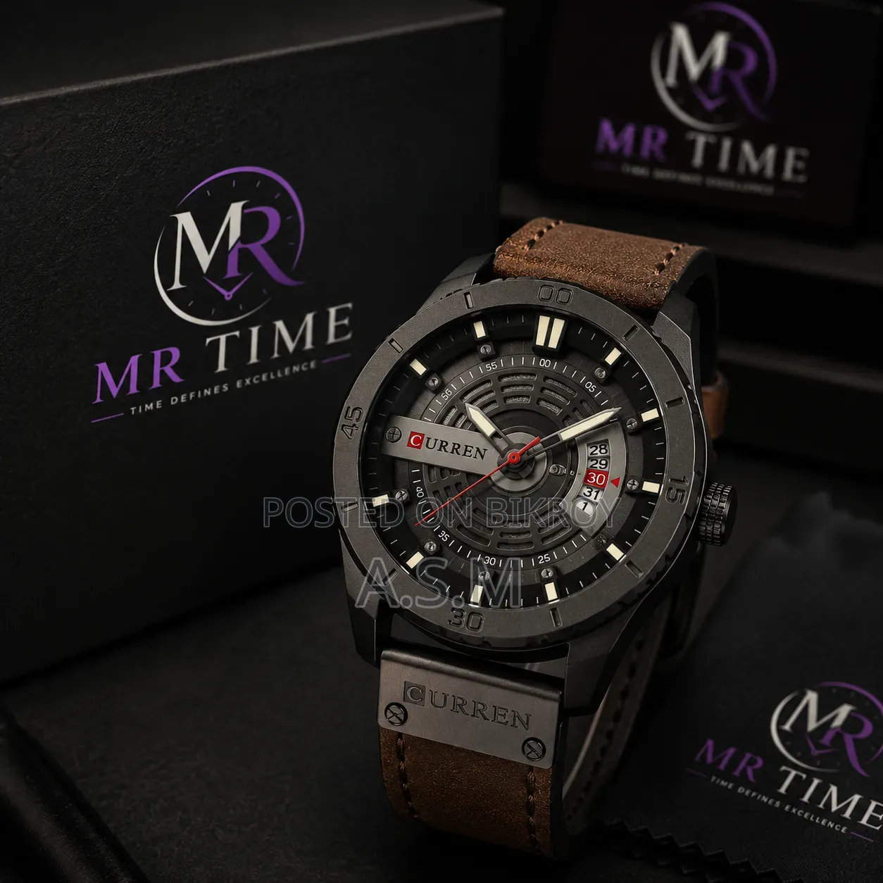 Curren Premium Men's Leather Watch With Premium Watch Box