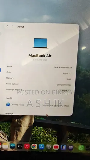 Laptop Apple MacBook Air 2024 M3 8GB Apple M3 SSD 256GB