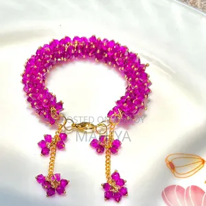 Purple Crystal Jhumka Bracelet Handmade Gift Cash on Delivery