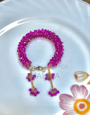 Purple Crystal Jhumka Bracelet Handmade Gift Cash on Delivery