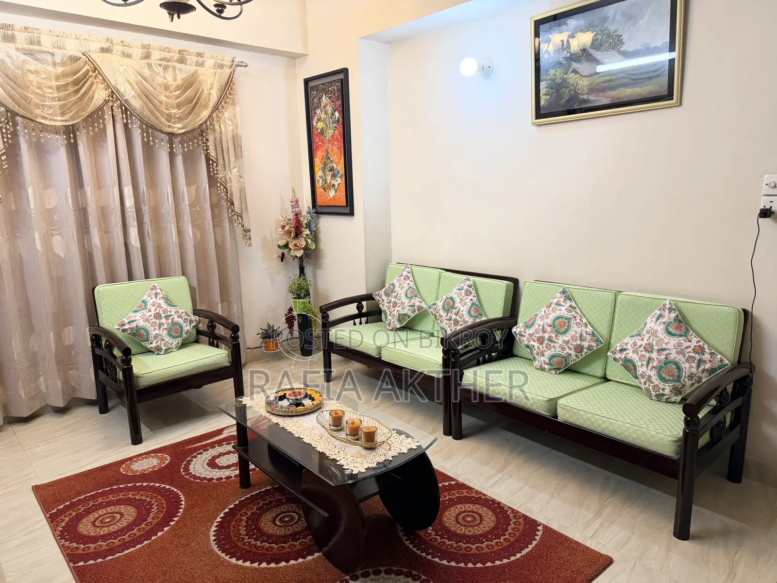 Teak Wood Sofa Set and Hatil Table