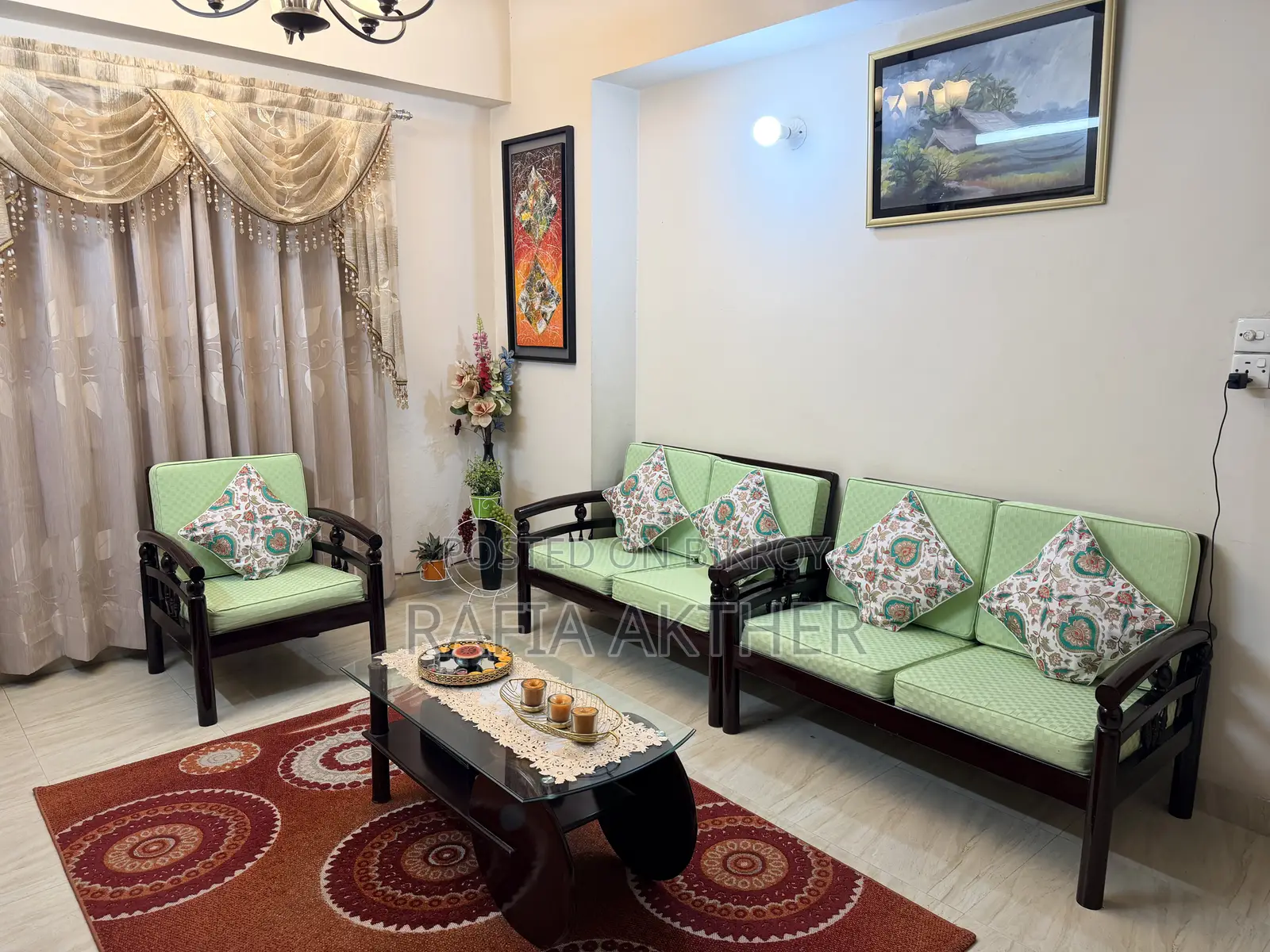 Teak Wood Sofa Set and Hatil Table