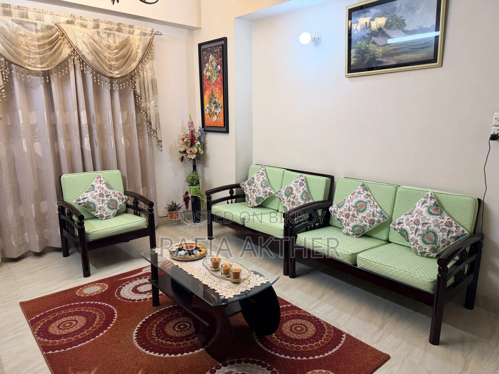 Teak Wood Sofa Set and Hatil Table