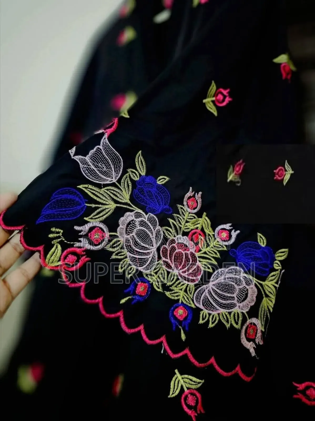 4-Part Koti Borka Set With Hijab Belt – Imported Dubai Cherry Fabric