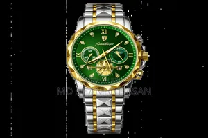 Mennblanger Royal Green Diamond Cut Watch | With Premium Box