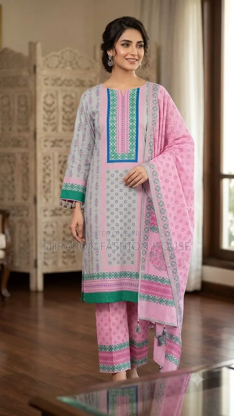 Premium Hand Block Unstitched Three Piece, Comfort for Summer Days