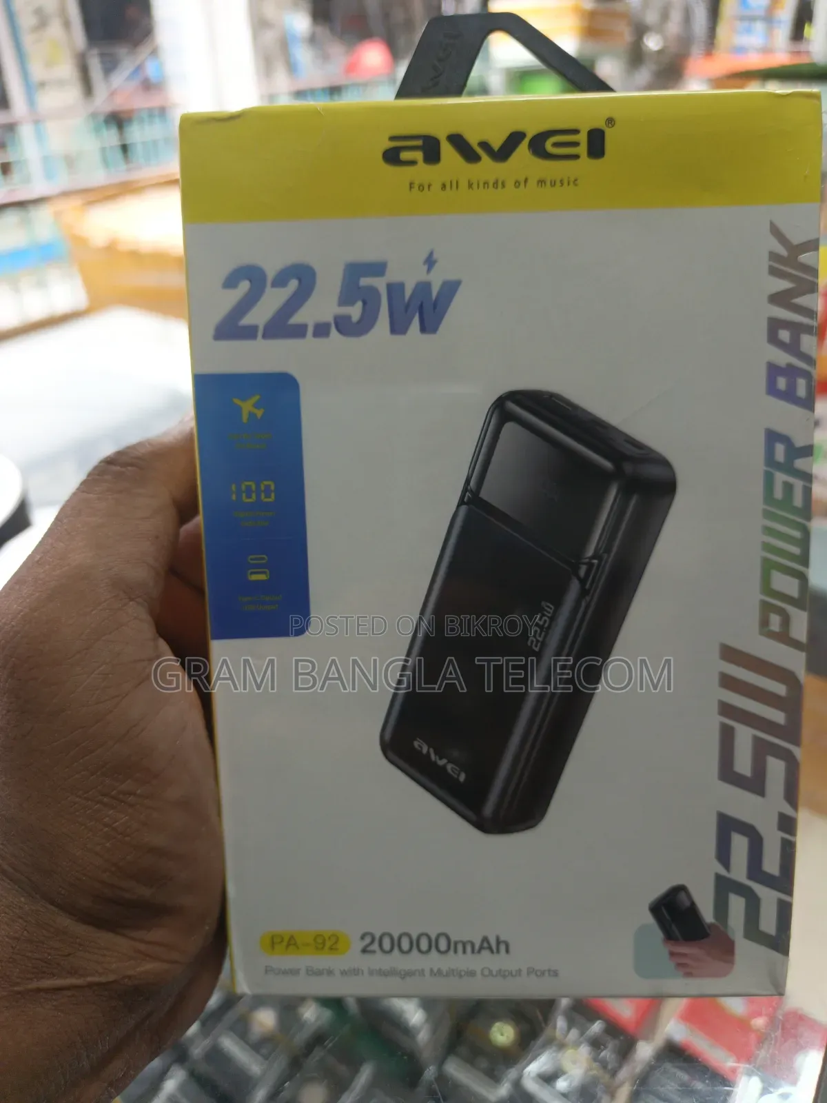 AWEI PA-92 20000mAh 22.5W Super Fast Charging Power Bank