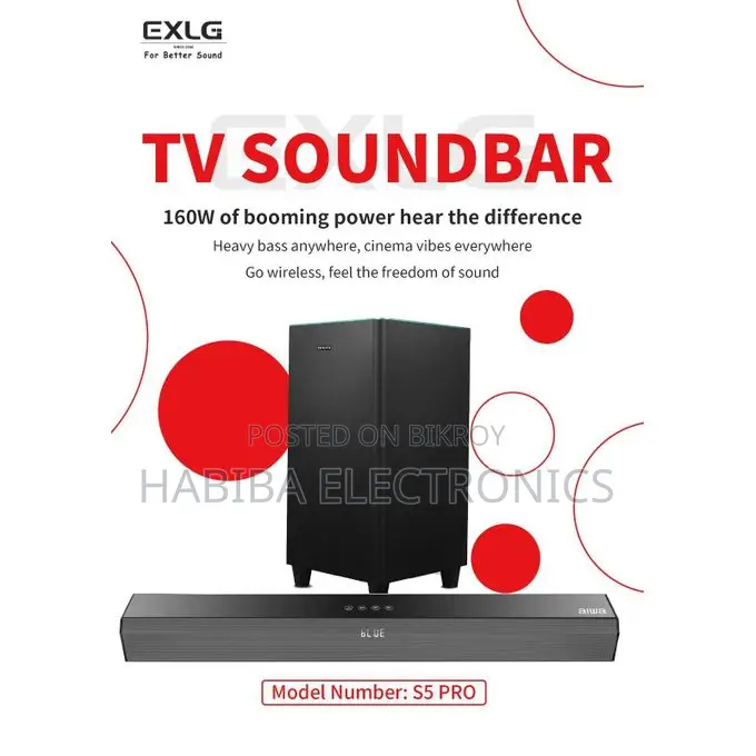 EXLG S5 Pro 2.1-Channel Wireless Home Theater Soundbar