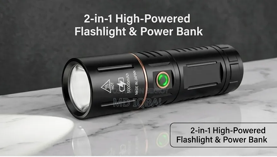 50000mAh Rechargeable LED Light With Power Bank | Made in Japan