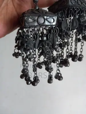 Oxidized Boho Silver Jhumka Earring (6 Inch Long)