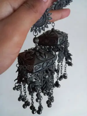 Oxidized Boho Silver Jhumka Earring (6 Inch Long)