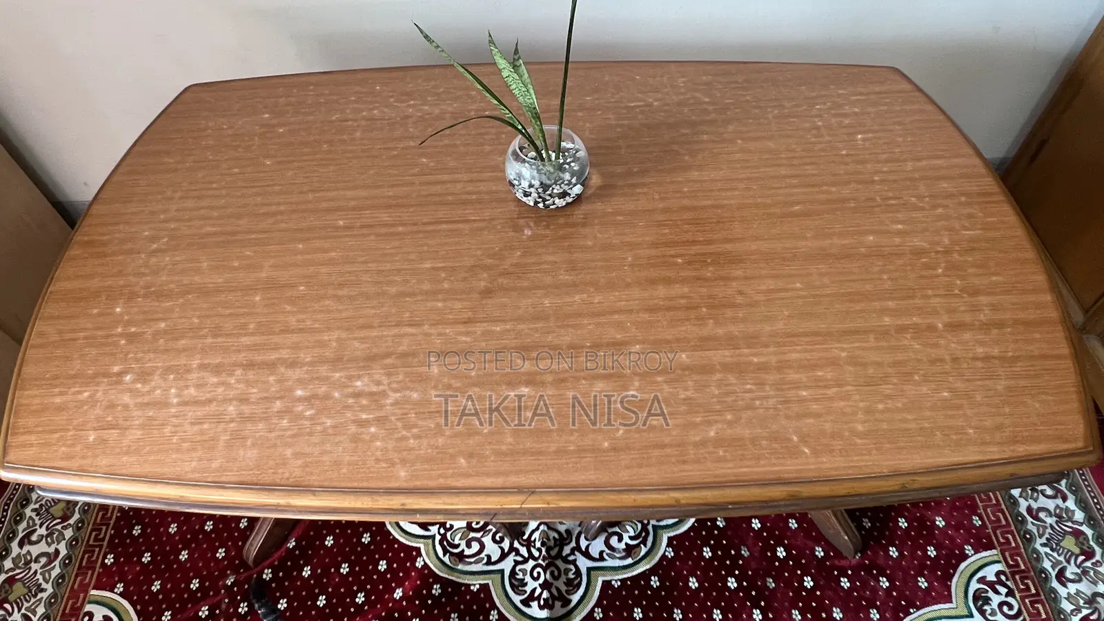Shegun Wood Dining Table-Good Condition, Solid Wood, Well Maintained