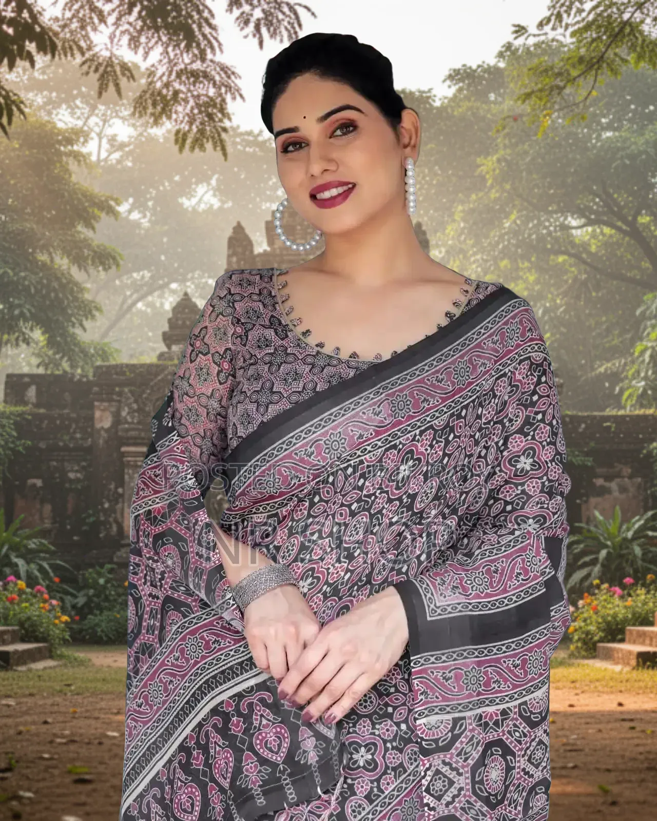 Digital Elegance Chanduri Silk Saree