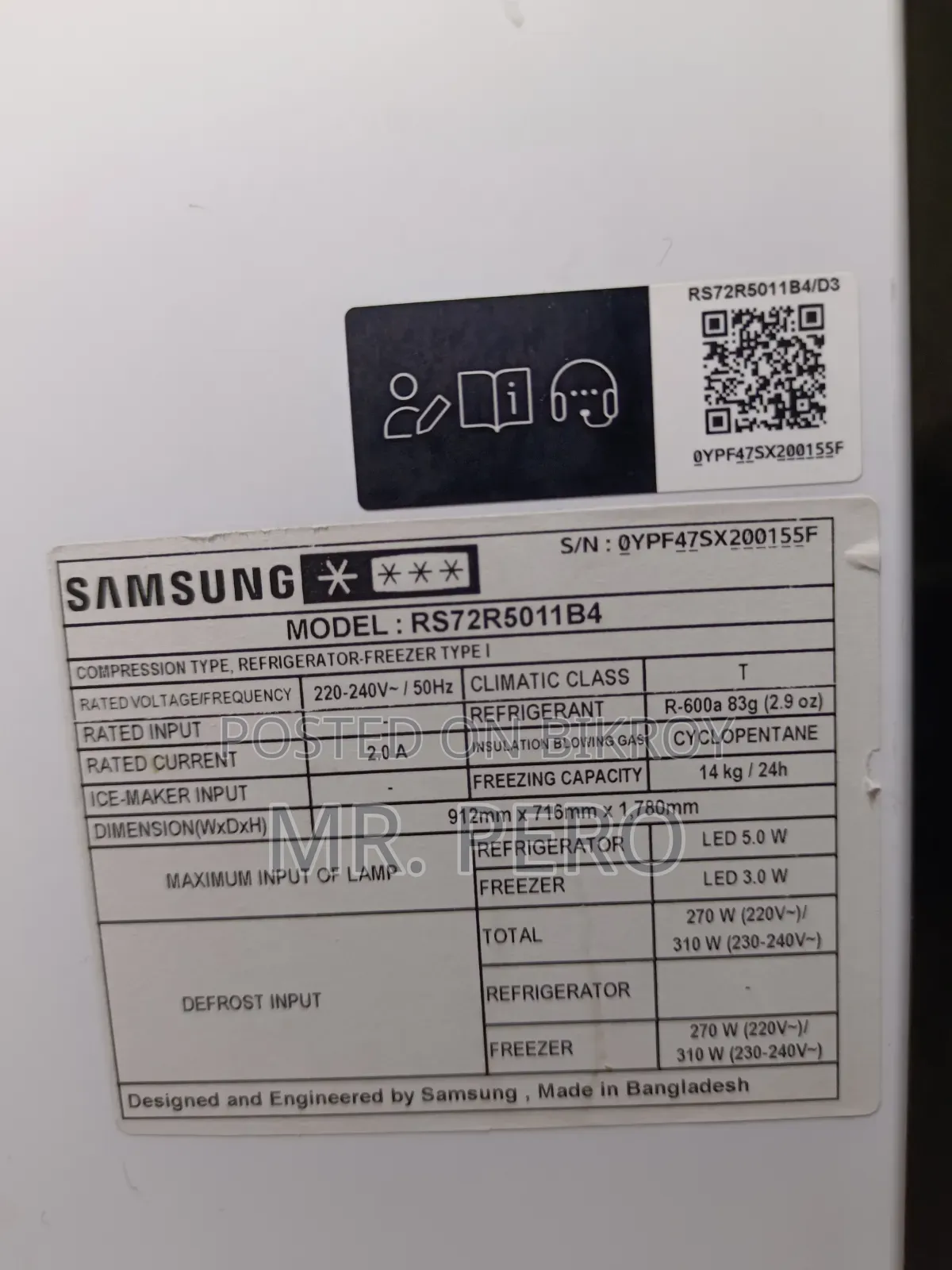 Samsung 700 Liters Side by Side Refrigerator (RS72R5011B4)