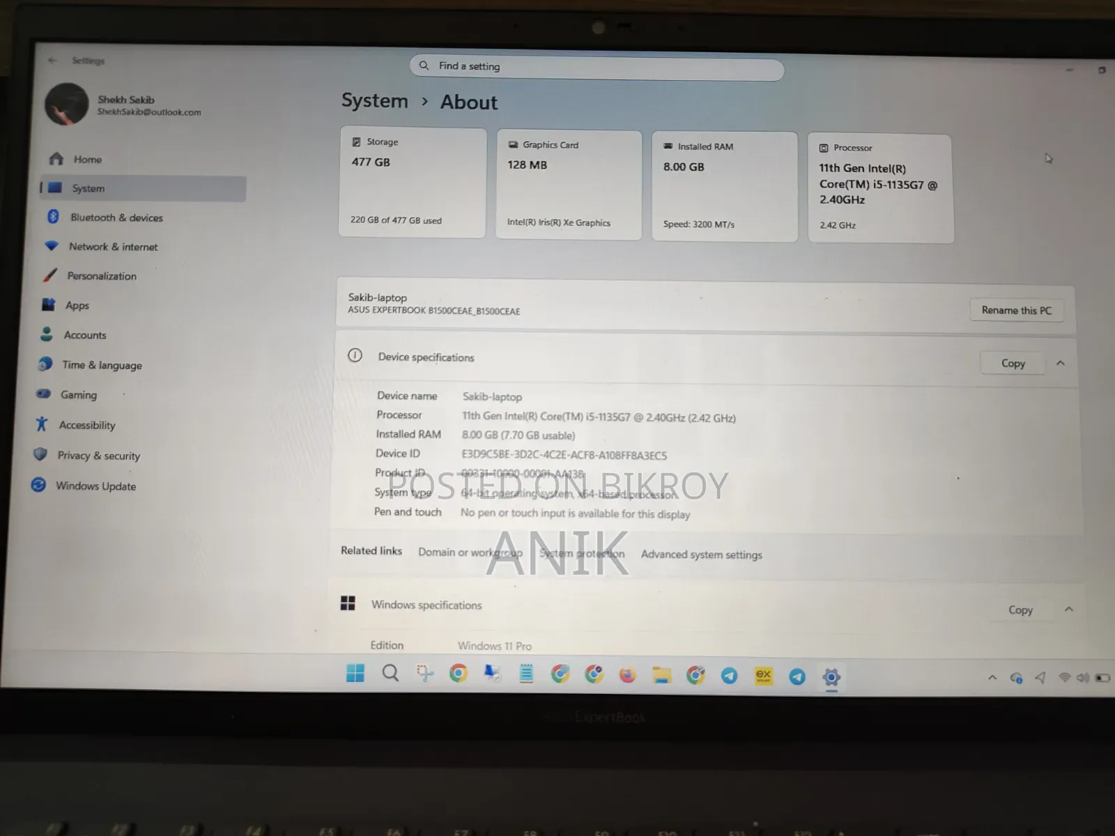 New Laptop Asus ExpertBook B1 8GB Intel Core i5 HDD 512GB