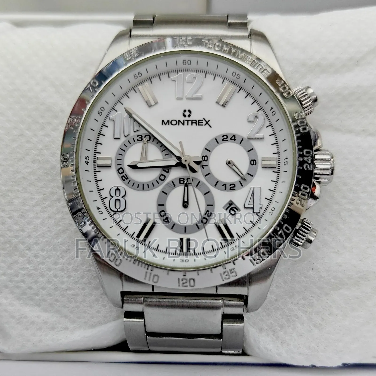 Montrex Avanti Men's Chronograph Watch - Stainless Steel, White Dial