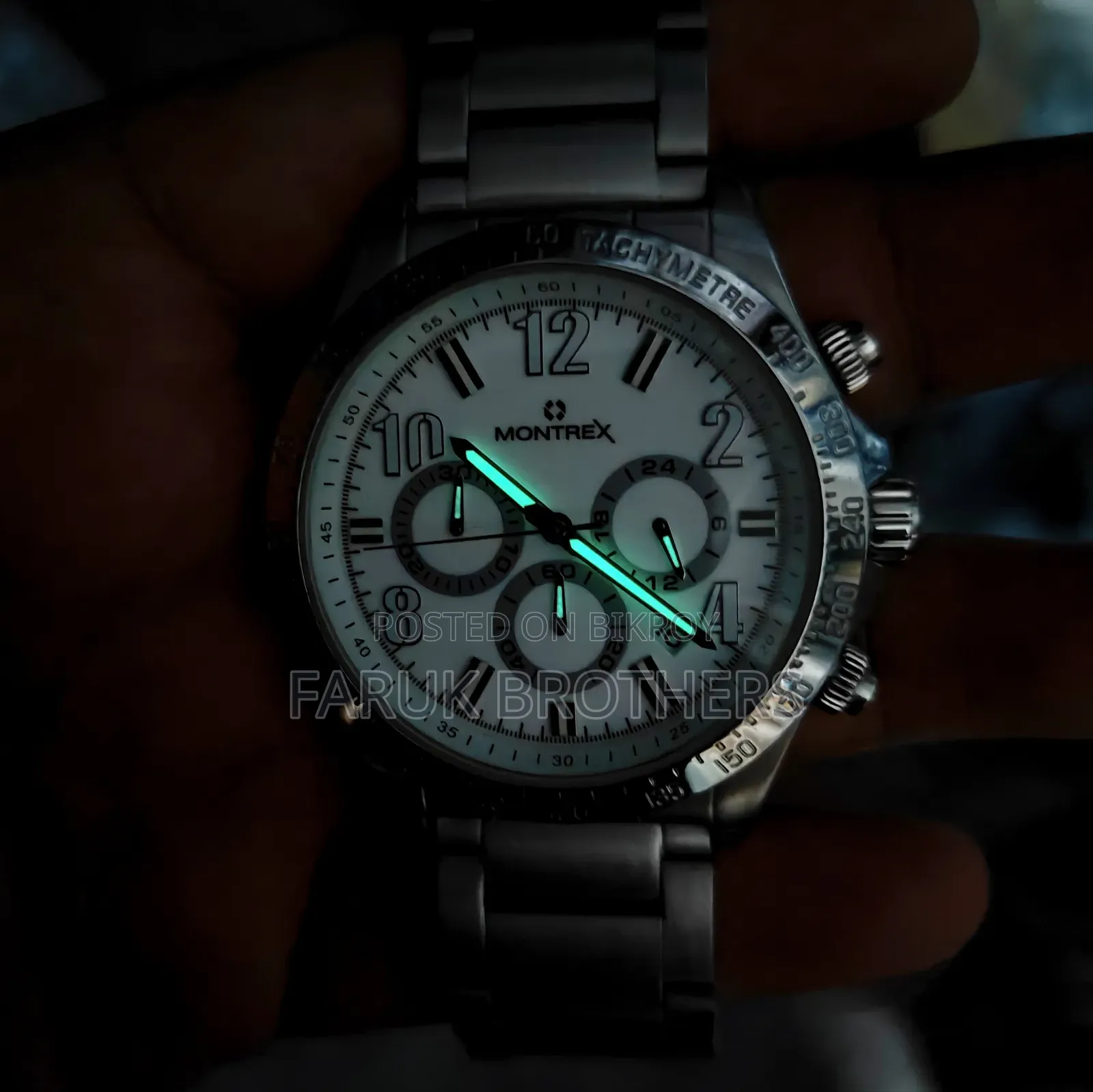 Montrex Avanti Men's Chronograph Watch - Stainless Steel, White Dial