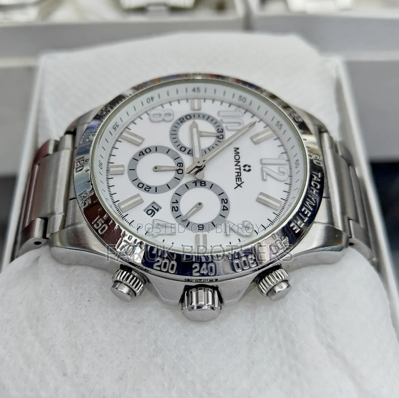 Montrex Avanti Men's Chronograph Watch - Stainless Steel, White Dial