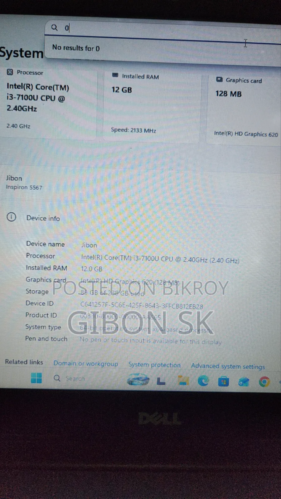 Laptop Dell Inspiron 15 5567 12GB Intel Core I3 SSD 256GB
