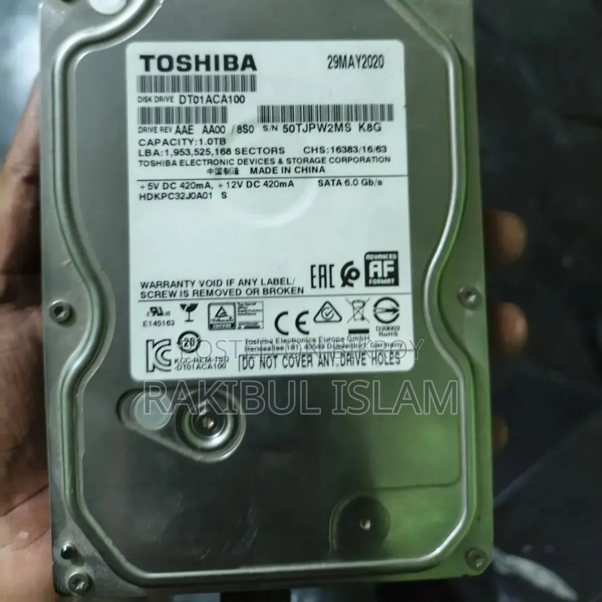 Toshiba 1TB Hard Disk for Sale